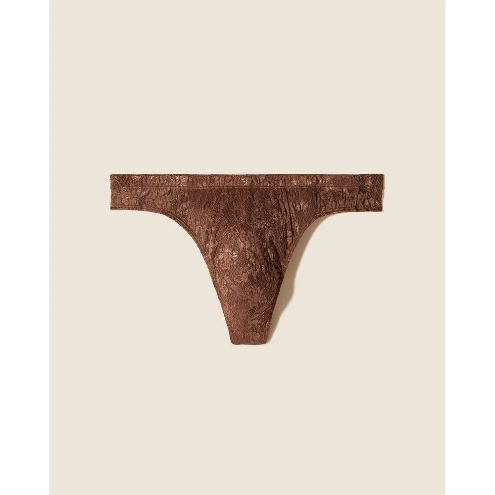Cosabella Never Say Never Classic G-String Thong Brown Lace G-String NWT‎ L